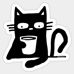 Black cat and coffee Sticker